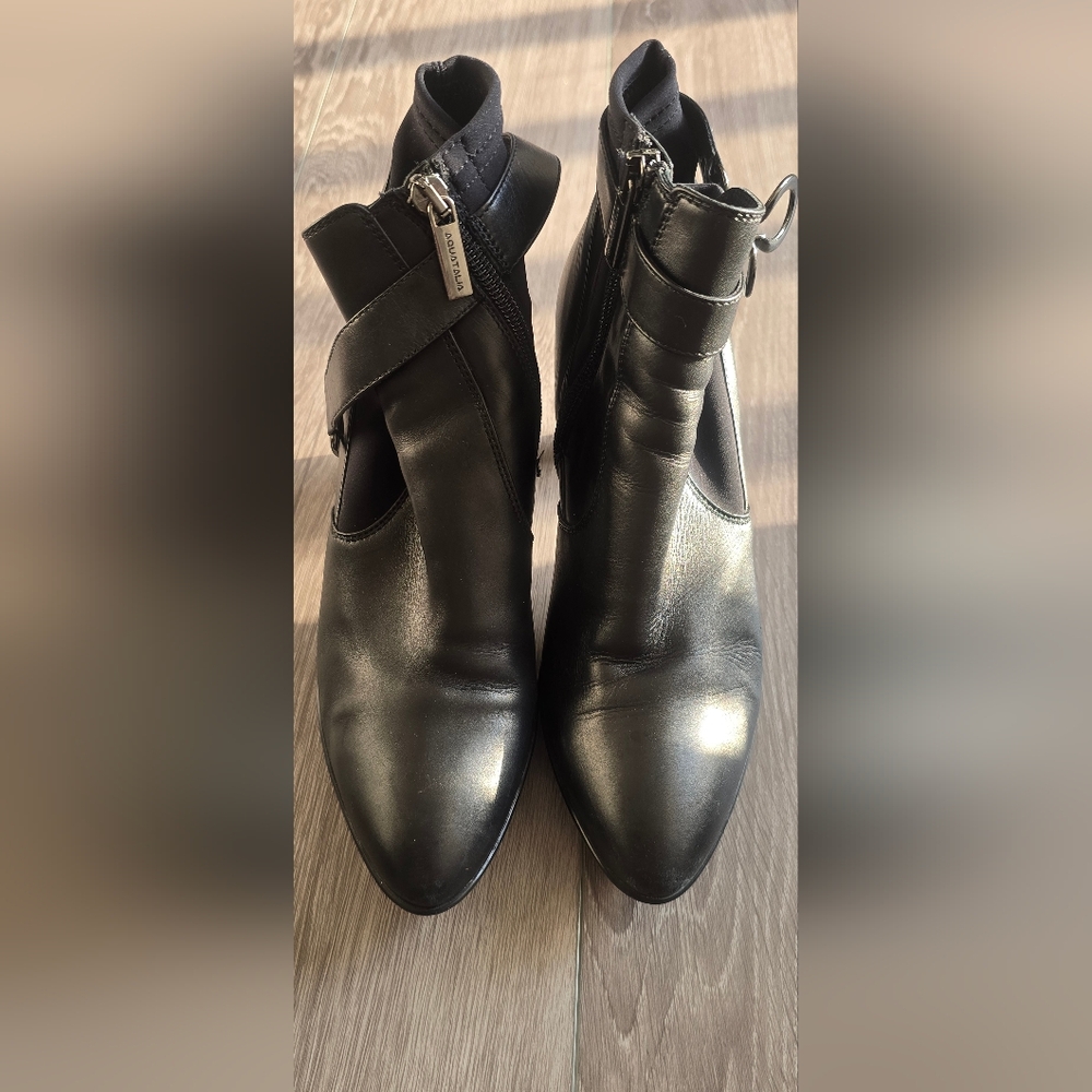 Aquatalia Leather Gothic Boots Gunmetal Hardware Houndstooth Made In Italy - Picture 6 of 12